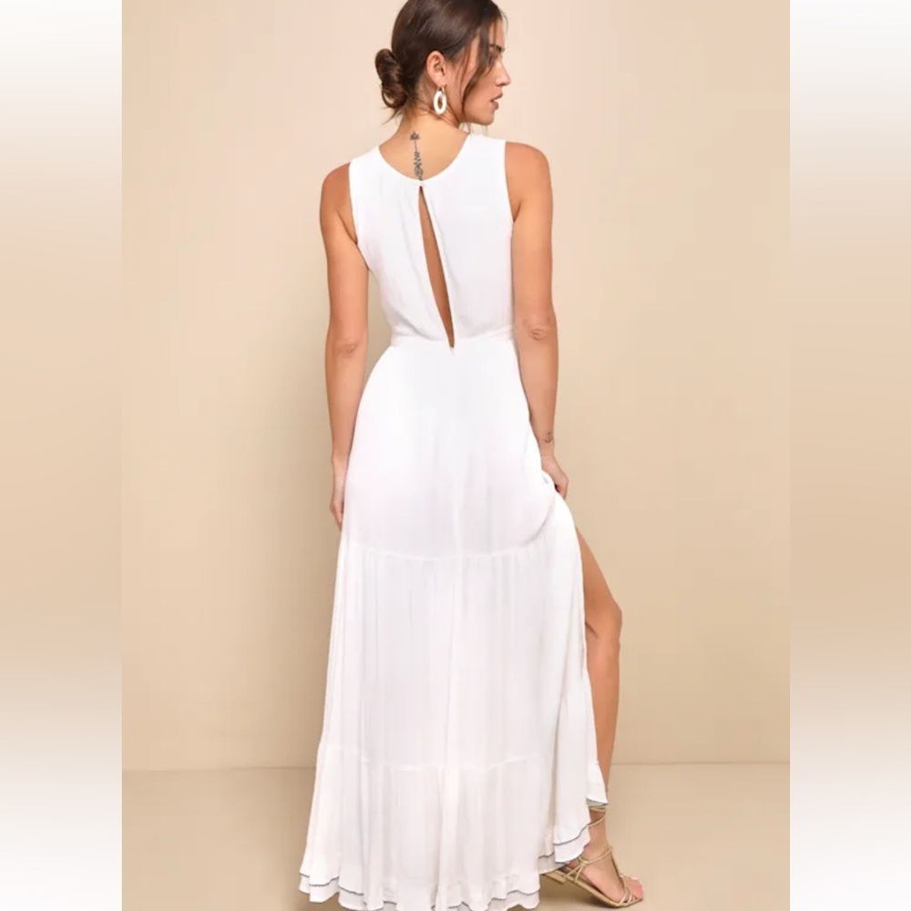 Lulus Tickets To Paradise White Embroidered Maxi Dress Bohemian Beach Size XS - Picture 7 of 8